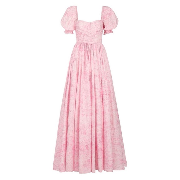 Elegant Pink Floral Selkie Dress - Picture 2 of 9